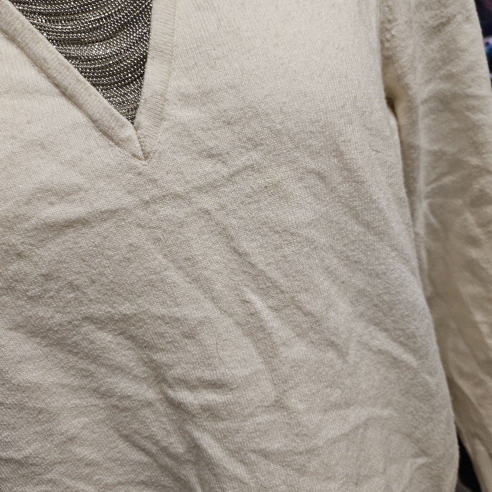 Chico's Cream V-Neck Sweater - Picture 3 of 4